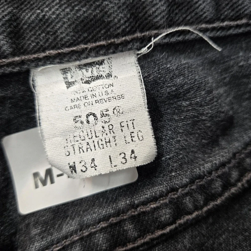 VINTAGE Levi's 505 Men Jeans 34X34 Black Denim Regular Straight 90s‎ USA